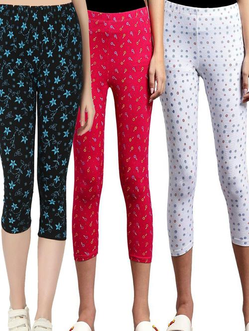 pack of 3 multi colored printed mid rise capri - 21179365 - Very Small Image - 1