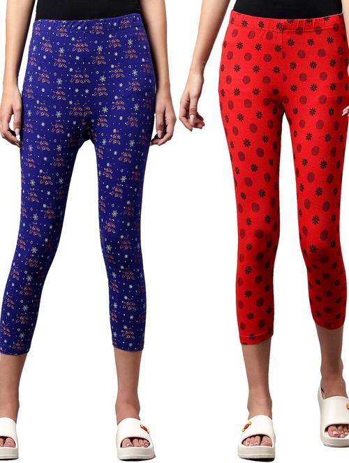 pack of 2 multi colored printed mid rise capri - 21179381 - Very Small Image - 1