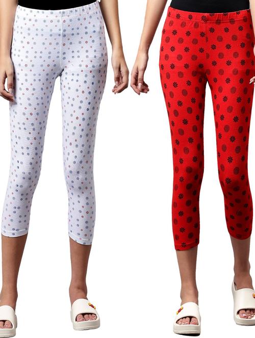 pack of 2 multi colored printed mid rise capri - 21179382 - Very Small Image - 1