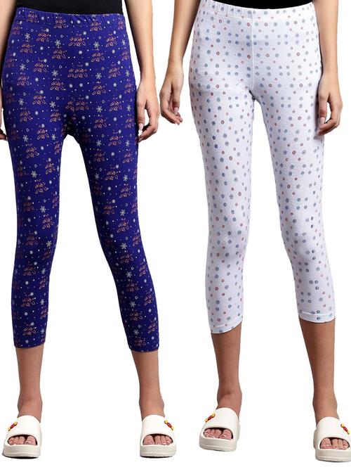 pack of 2 multi colored printed mid rise capri - 21179383 - Very Small Image - 1
