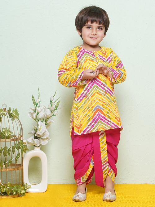 yellow printed dhoti kurta set - 21179557 - Very Small Image - 1