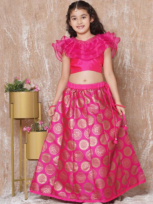 pink v neck self design lehenga choli - 21179623 - Very Small Image - 1