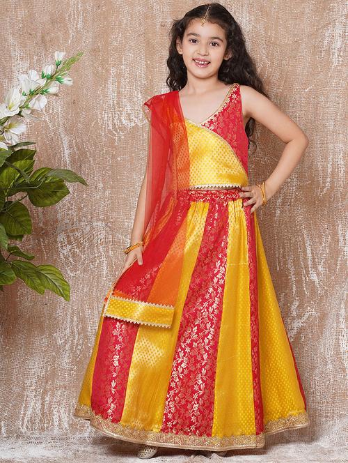 yellow & red self design lehenga choli with dupatta - 21179625 - Very Small Image - 1
