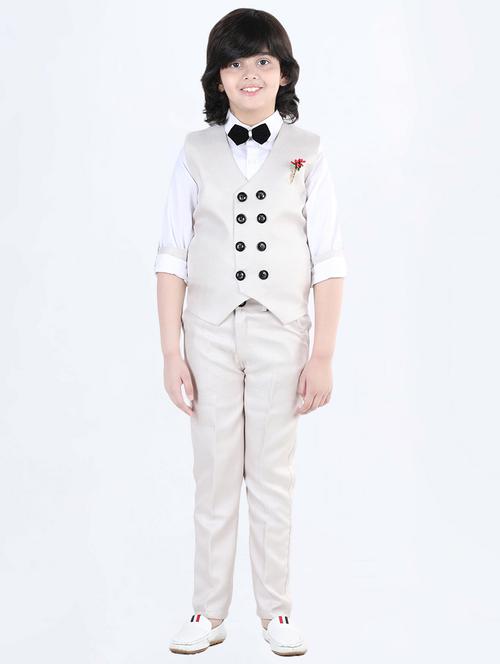 beige cotton blend suit sets twin & dungree - 21179668 - Very Small Image - 1