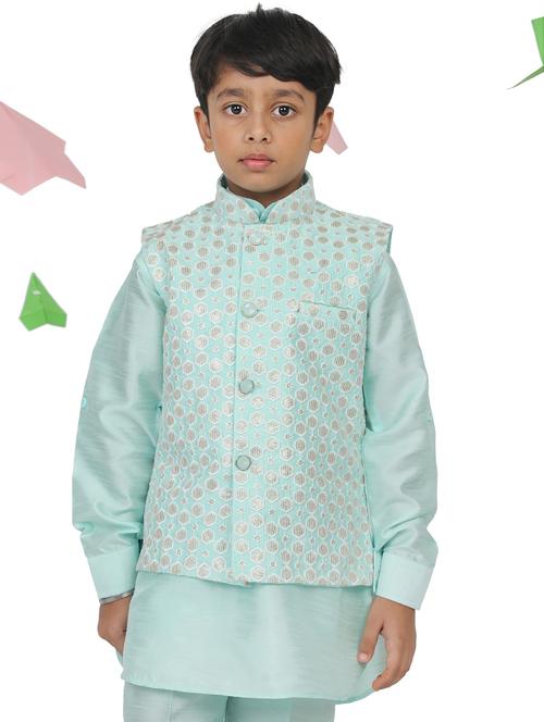 light blue self design kurta sets - 21179694 - Very Small Image - 1
