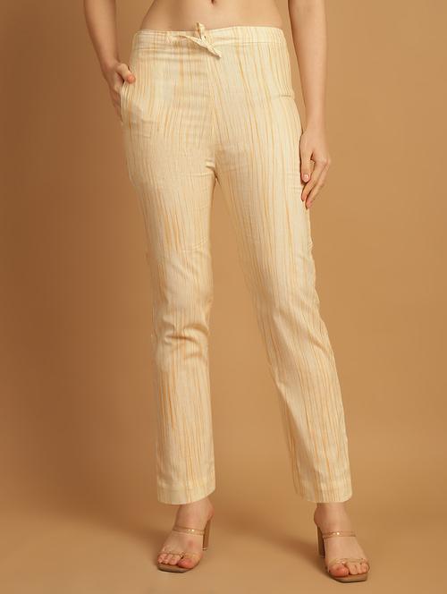off white printed cotton straight pant - 21180245 - Very Small Image - 1