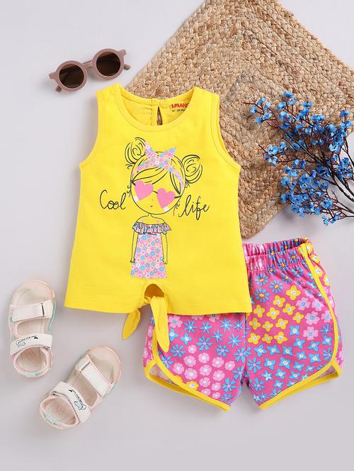 kids printed t-shirt & shorts set - 21180604 - Very Small Image - 1