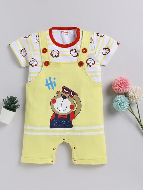 yellow printed cotton onesie - 21180623 - Very Small Image - 1