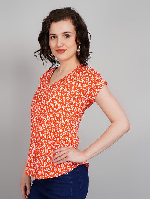 orange cotton blend regular top - 21180711 - Very Small Image - 1