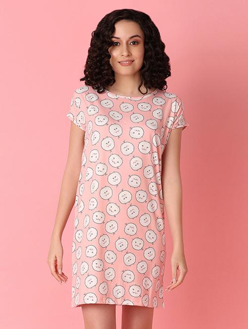 women printed short sleeves nighty - 21180776 - Very Small Image - 1