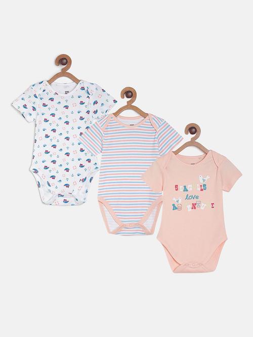 pack of 3 multi colored printed rompers - 21181669 - Very Small Image - 1