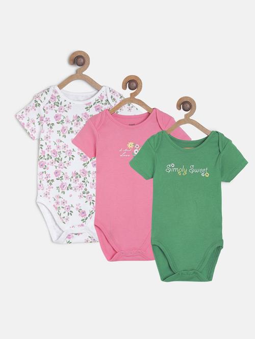 pack of 3 multi coloured printed rompers - 21181725 - Very Small Image - 1