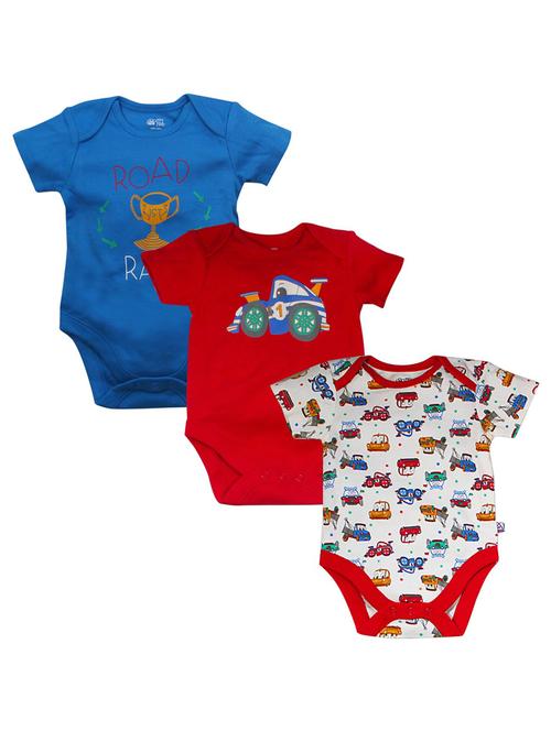pack of 3 multi colored cotton romper - 21182209 - Very Small Image - 1
