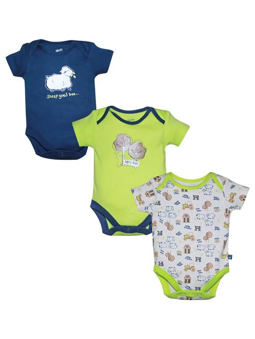 pack of 3 multi colored cotton romper - 21182221 - Very Small Image - 1
