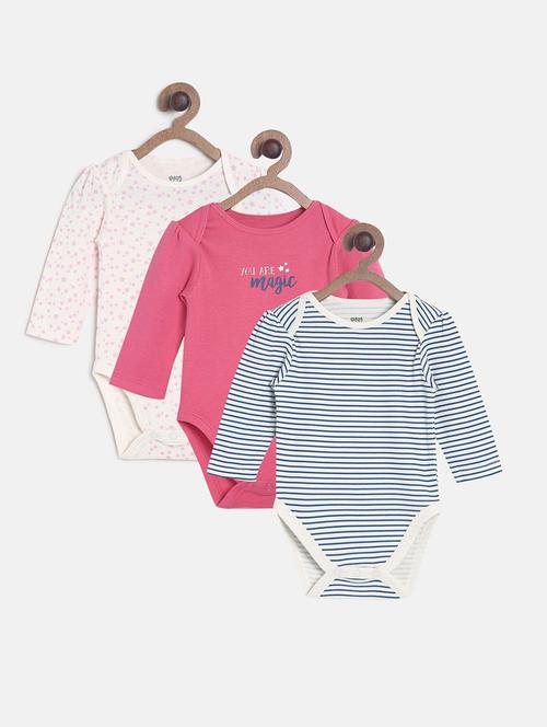 pack of 3 multi colored printed rompers - 21182556 - Very Small Image - 1