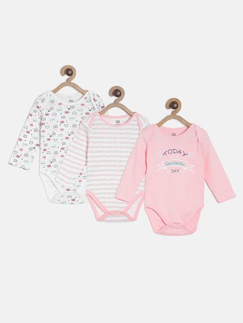 pack of 3 multi coloured printed rompers - 21182589 - Very Small Image - 1