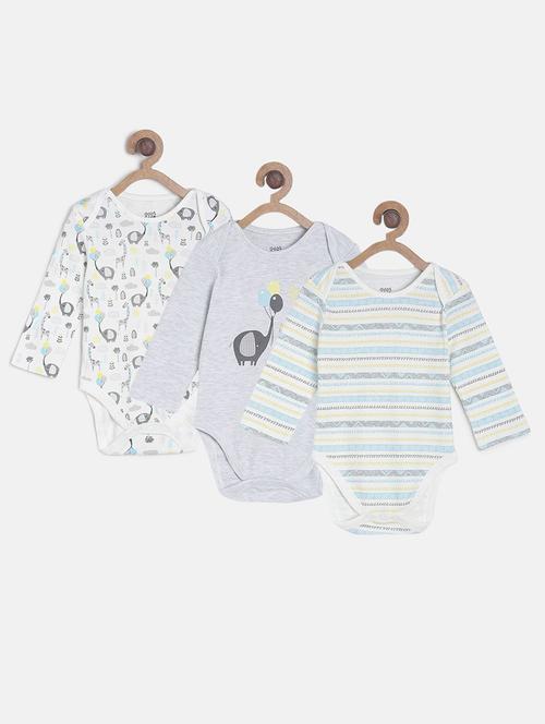 pack of 3 multi coloured printed rompers - 21182647 - Very Small Image - 1