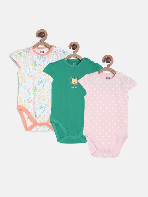 pack of 3 multi coloured printed rompers - 21182671 - Very Small Image - 1