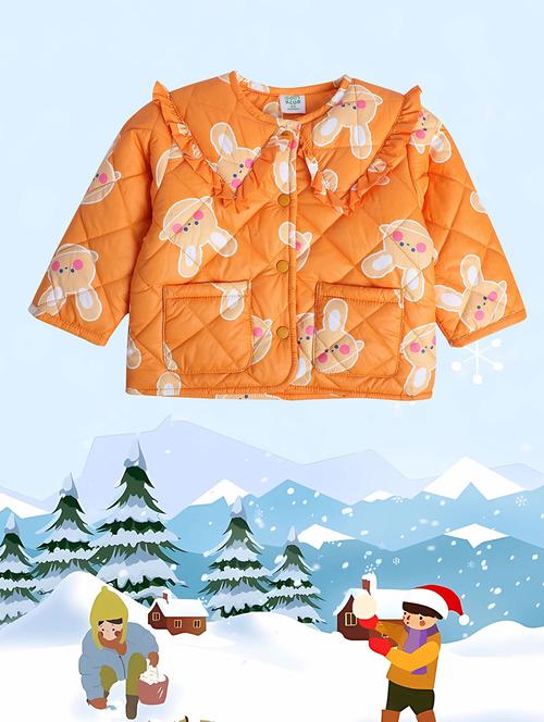 orange printed long sleeves quilted jackets - 21182820 - Very Small Image - 1