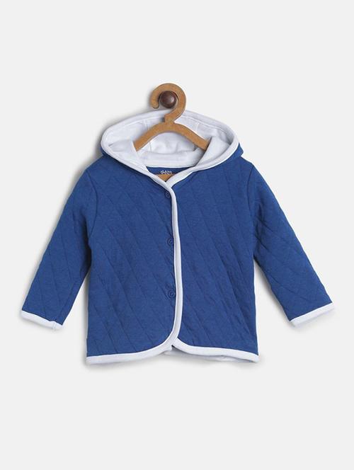 blue solids hooded neck long sleeves coats - 21182925 - Very Small Image - 1
