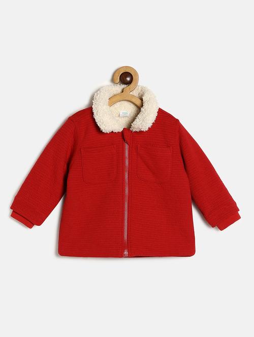 red cotton blend regular jackets & coat - 21183211 - Very Small Image - 1