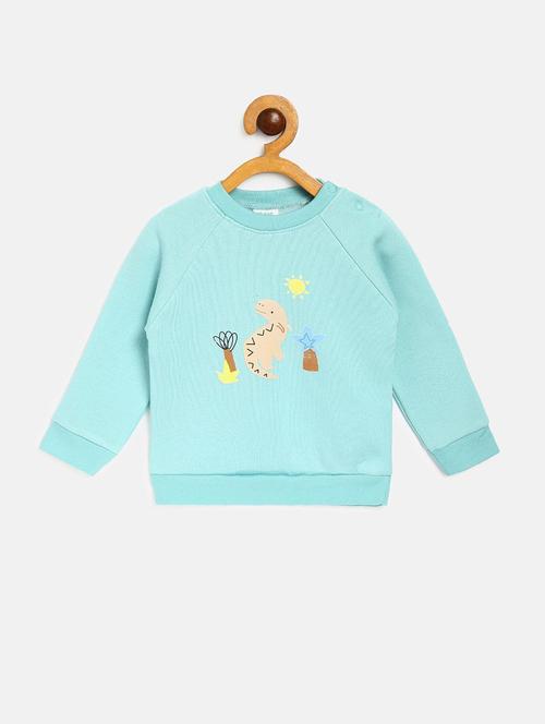light blue cotton front print sweatshirt - 21183315 - Very Small Image - 1