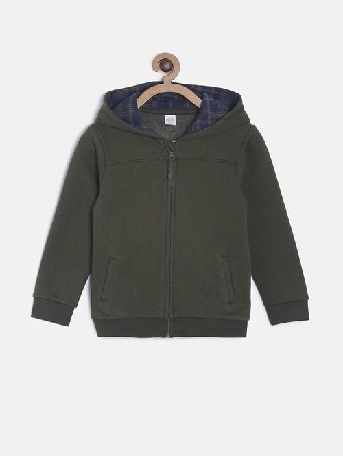 olive green cotton plain sweatshirt - 21183337 - Very Small Image - 1