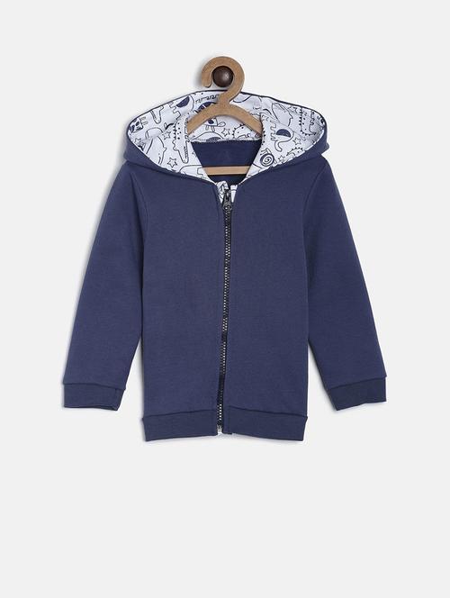 navy blue cotton plain sweatshirt - 21183367 - Very Small Image - 1