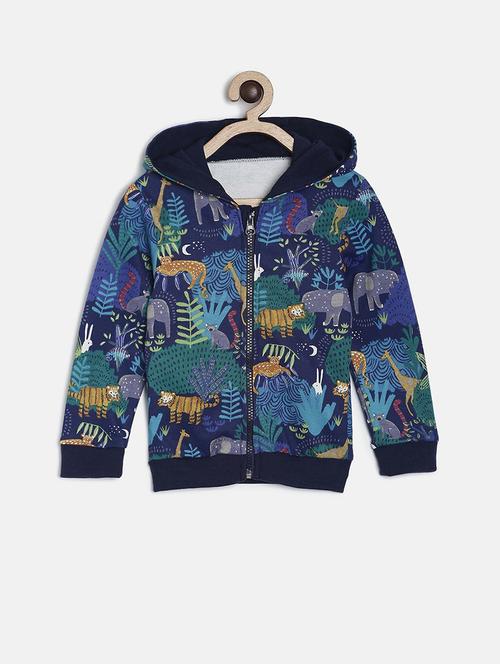 navy blue cotton all over print sweatshirt - 21183376 - Very Small Image - 1
