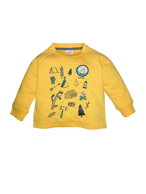 yellow cotton front print sweatshirt - 21183454 - Very Small Image - 1