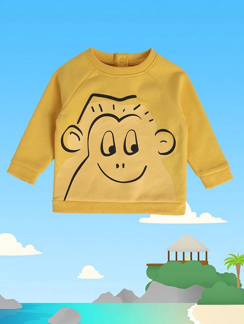 yellow polycotton front print sweatshirt - 21183498 - Very Small Image - 1