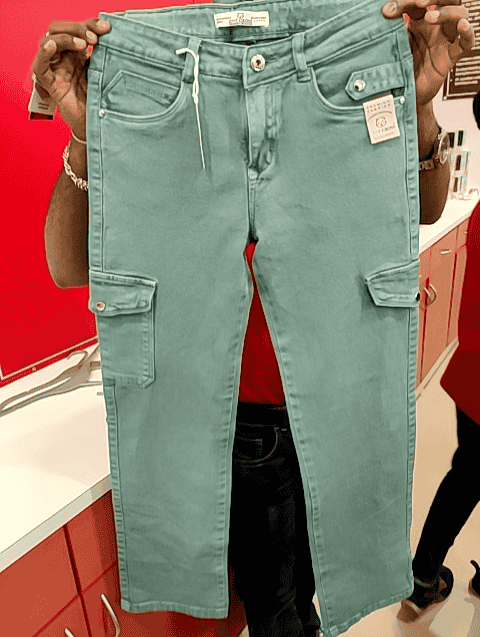 light green pc knitted denim trouser - 21183656 - Very Small Image - 1