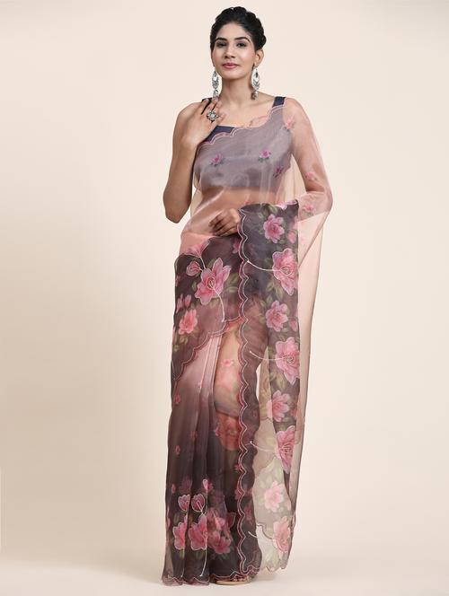 women floral printed saree with blouse - 21183837 - Very Small Image - 1