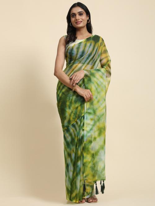 women green printed saree - 21183985 - Very Small Image - 1