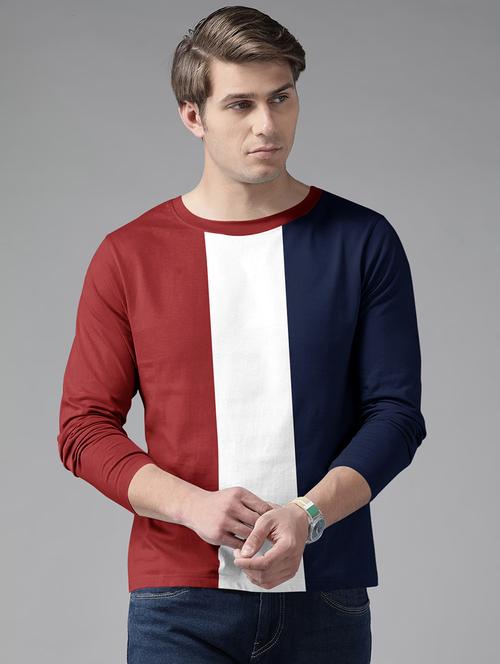 men color block long sleeve t-shirt - 21184959 - Very Small Image - 1