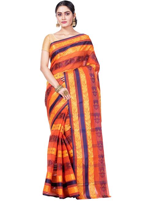 multi colored cotton blend tant saree - 21185097 - Very Small Image - 1