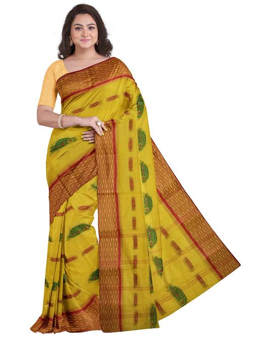 yellow cotton blend tant saree - 21185125 - Very Small Image - 1