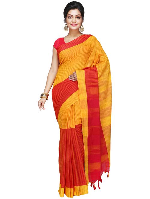 orange self-designed handloom saree - 21185156 - Very Small Image - 1