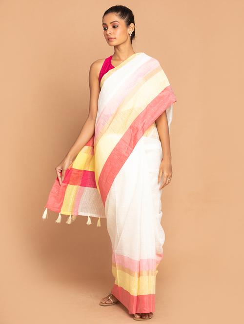 women solid handloom saree with blouse - 21185877 - Very Small Image - 1