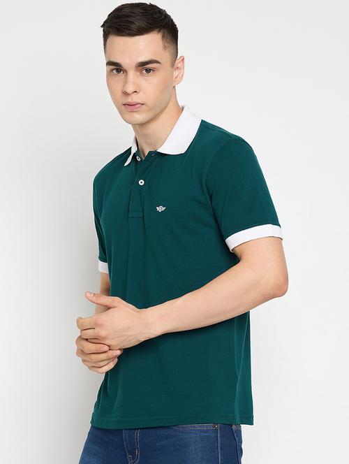 bottle green cotton plain t-shirt - 21186007 - Very Small Image - 1