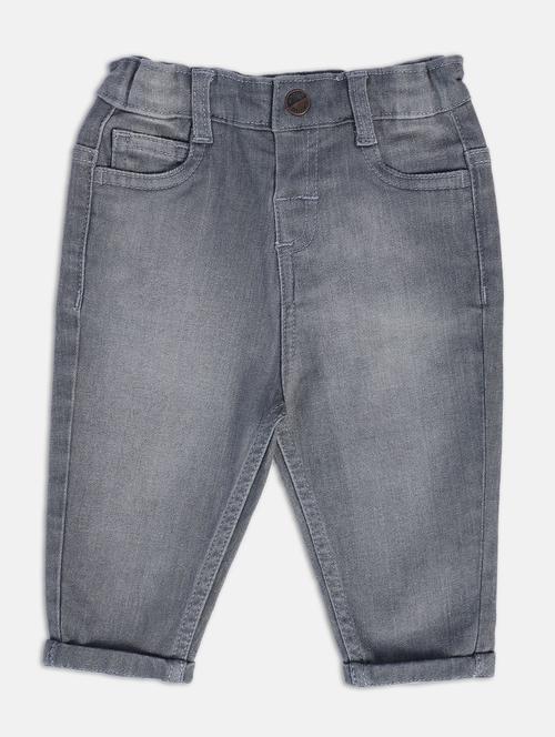 grey cotton blend plain jeans - 21186172 - Very Small Image - 1