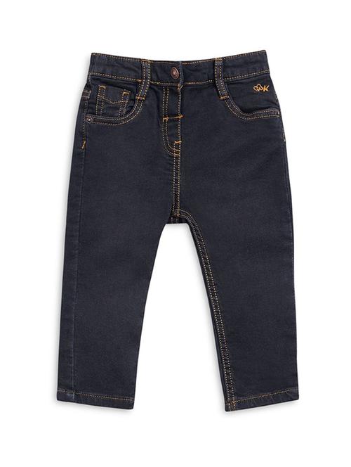 navy blue cotton blend plain jeans - 21186223 - Very Small Image - 1