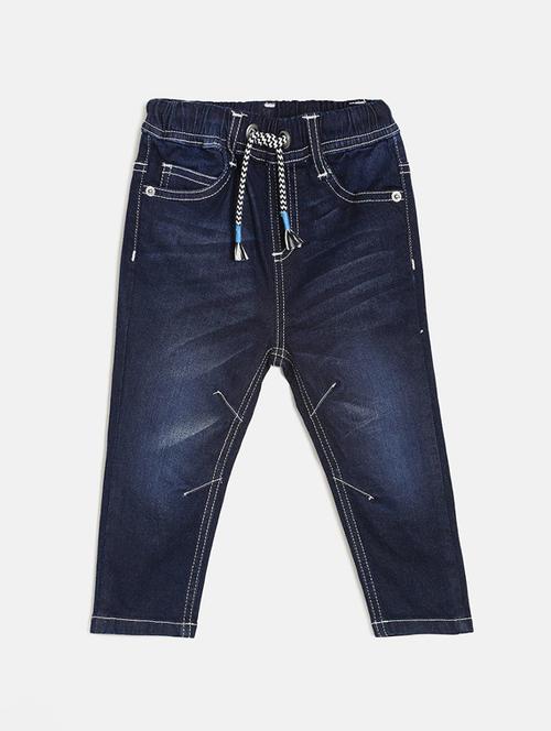 dark blue cotton blend plain jeans - 21186245 - Very Small Image - 1