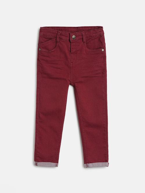 red cotton blend plain jeans - 21186271 - Very Small Image - 1