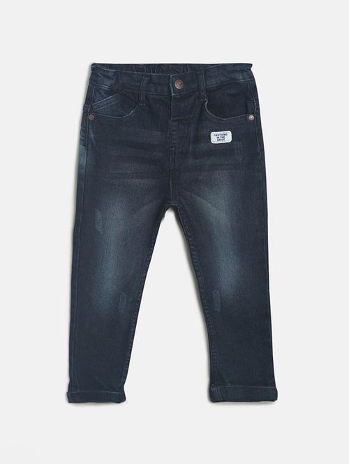 dark blue cotton blend plain jeans - 21186274 - Very Small Image - 1
