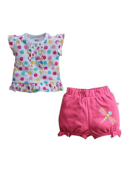 girls round neck printed shorts set - 21186402 - Very Small Image - 1