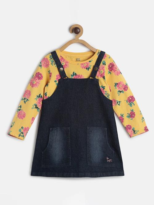 girls solids dungarees with t-shirts - 21186418 - Very Small Image - 1