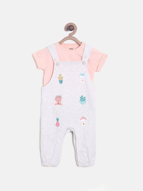 girls round neck printed dungaree - 21186647 - Very Small Image - 1