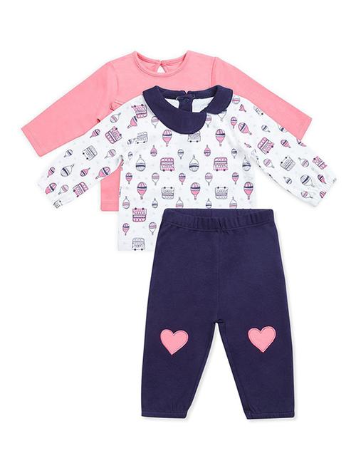 pack of 3 multi colored cotton blend twin sets - 21186730 - Very Small Image - 1