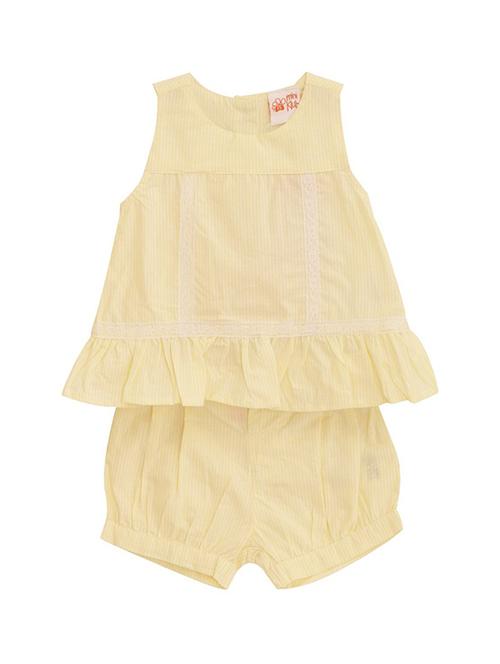 yellow stripes printed shorts sets - 21186880 - Very Small Image - 1